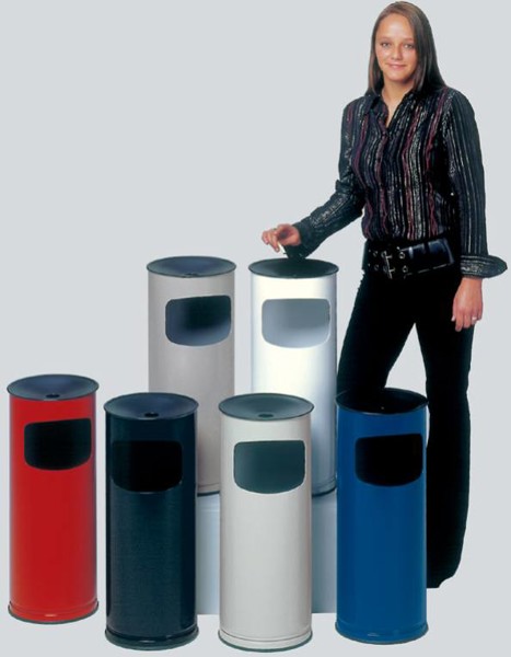 Bild von Abfallbehälter mit Ascher, Inhalt 17 Liter, rot